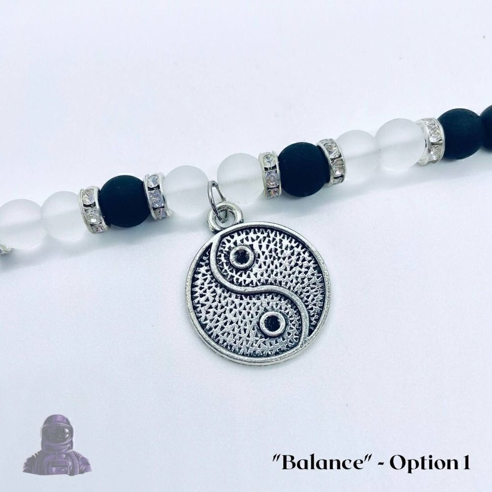 Yin Yang Bracelet Black White Glass Beads Handmade